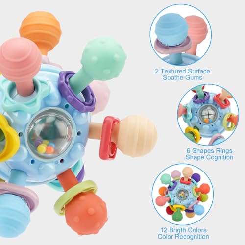 TOHIBEE Baby Montessori Sensory Toys for 0-6 6-12 Months, Food Grade Teething Toys for Babies 0 3 6 9 12 18 Months, Newborn Infant Learning Developmental Toys Gifts for 1 2 Year Old Boys Girls