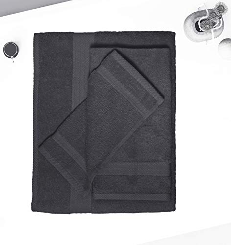 GLAMBURG Ultra Soft 8-Piece Towel Set - 100% Pure Ringspun Cotton, Contains 2 Oversized Bath Towels 27x54, Hand 16x28, 4 Wash Cloths 13x13 Ideal for Everyday use, Hotel & Spa -Charcoal Grey