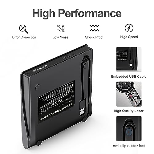 ORIGBELIE External CD/DVD Drive for Laptop, USB 3.0 CD Burner +/-RW CD ...