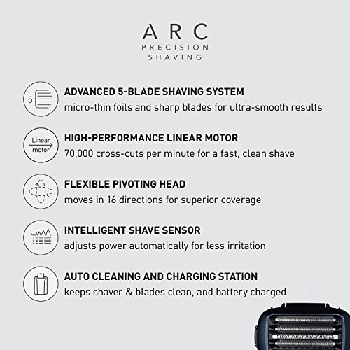 Panasonic Electric Razor for Men, Electric Shaver, ARC5 with Premium Automatic Cleaning and Charging Station, Wet Dry Shaver Men, Cordless Razor, with Pop-Up Trimmer ES-LV97-K, Black