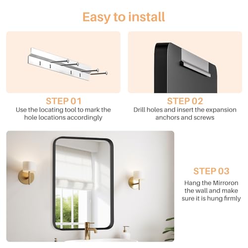 Amazon Bathroom Mirror for Wall, 30x22 Inch Rounded Rectangle Mirror, Black Metal Framed Bathroom Vanity Mirror for Restroom Farmhouse, Anti-Rust, Tempered Glass, Horizontally or Vertically Hanging