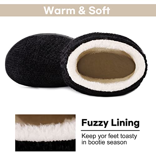 LongBay Women's Chenille Knit Bootie Slippers Cute Plush Fleece Memory Foam House Shoes