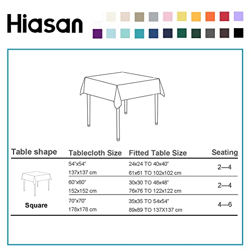 Hiasan Black Tablecloth Square, 54 x 54 inch - Waterproof, Wrinkle Resistant, Washable Polyester Fabric Table Cloth for Card Tables