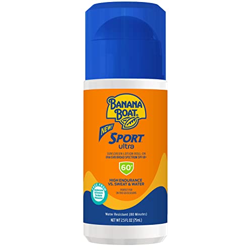 Amazon Banana Boat Sport Ultra SPF 60 Roll On Sunscreen, 2.5oz | Travel Size Sunscreen Roller, Roll On Sunblock SPF 60, Oxybenzone-Free, Water Resistant, 2.5oz