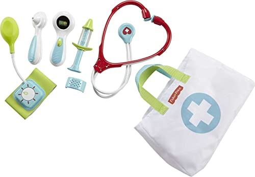 Fisher-Price Preschool Pretend Play Medical Kit 7-Piece Doctor Bag Dress Up Toys for Kids Ages 3+ Years