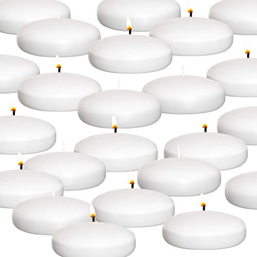 Royal Imports 10 Hour Floating Candles, 3” White Unscented Dripless Wax Discs, for Cylinder Vases, Centerpieces at Wedding, Party, Pool, Holiday (12 Set)