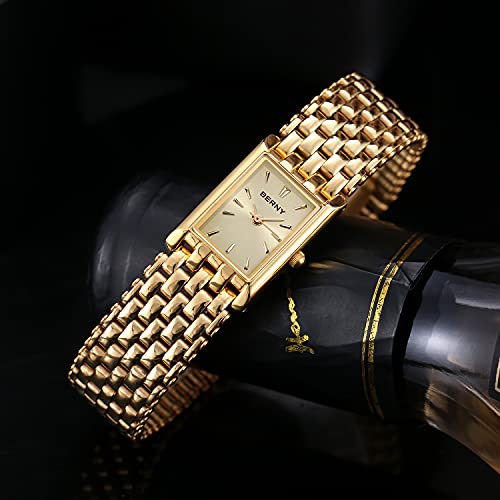 BERNY Gold Watches for Women Updated Ladies Quartz Wrist Watches Stainless Steel Band Womens Small Gold Watch Luxury Casual Fashion Bracelet Tools Included