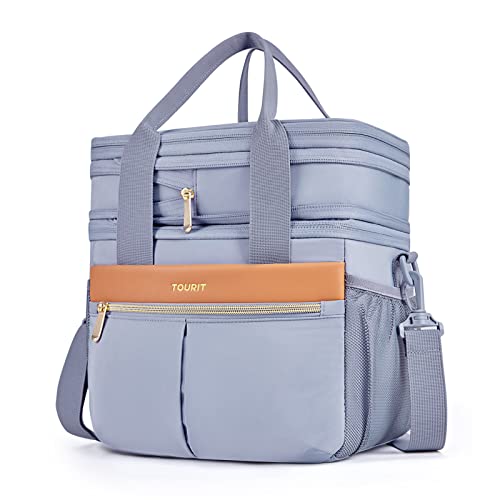 Amazon TOURIT Insulated Lunch Box Bag, Double Deck Leakproof Cooler Tote for Work Office Picnic, Expandable Lunch Container, Grey