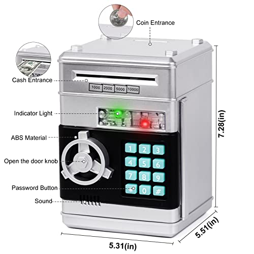 Refasy Piggy Bank Cash Coin Can ATM Bank Electronic Coin Money Bank for Kids-Hot Gift