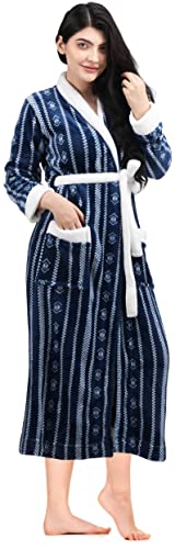 NY Threads Women Fleece Shawl Collar Bathrobe - Plush Long Robe