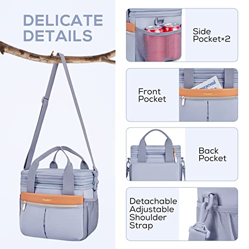 Amazon TOURIT Insulated Lunch Box Bag, Double Deck Leakproof Cooler Tote for Work Office Picnic, Expandable Lunch Container, Grey