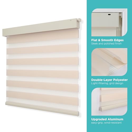 Amazon Joydeco No Drill Zebra Blinds for Windows, Cordless Dual-Layer Privacy Zebra Shades for Indoor Windows, Easy to Install, Light Filtering Sheer Blinds for Home (Light Beige,22 "W x 75 "H)