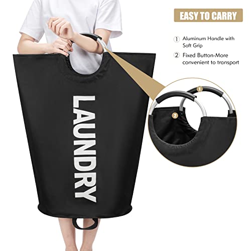Amazon 90L Large Laundry Basket, Freestanding Tall Clothes Hamper, Collapsible Laundry Bag, Black