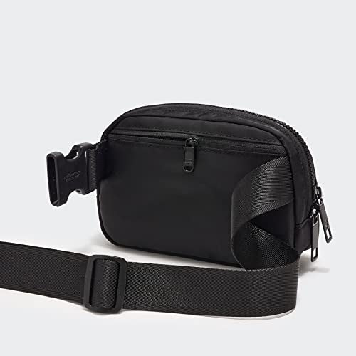 Pander Two Way Zipper Fanny Pack Nylon Everywhere Belt Bag for Women, Water Repellent Waist Packs, Crossbody Bags with Adjustable Strap (Black).