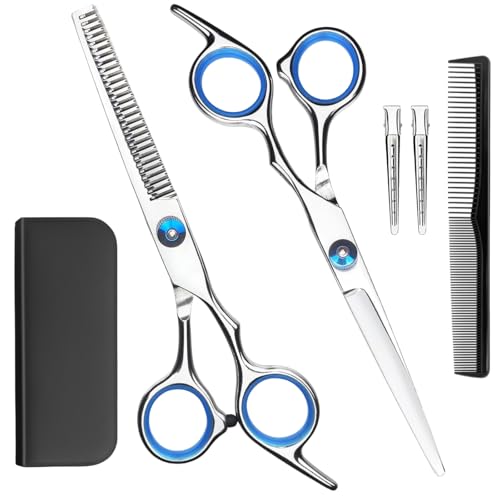Amazon Hair Cutting Scissors Set, Professional Stainless Cutting Hair Scissors, Barber Hair Cutting Scissors Thinning Shears Sharp Blades Hairdresser Haircut for Women/Men/kids, LFJ1234