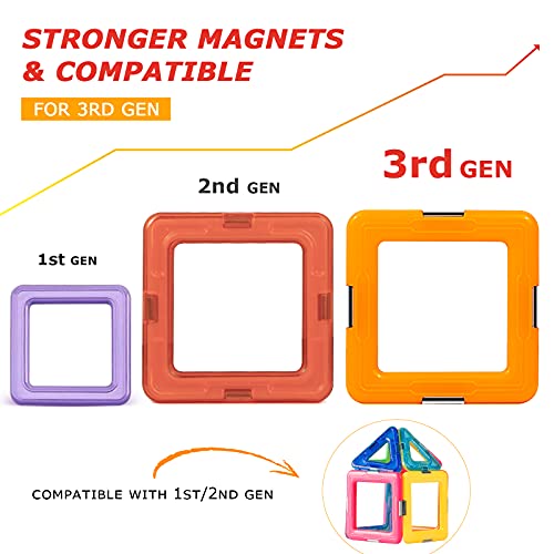 Coodoo Upgraded Magnetic Blocks Tough Tiles STEM Toys for 3+ Year Old Boys and Girls Learning by Playing Games for Toddlers Kids, Compatible with Major Brands Building Blocks - Starter Set