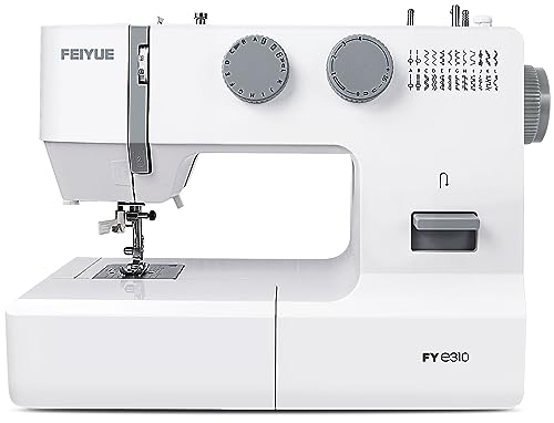 FEIYUE FYe310 Domestic Sewing Machine with Servo Motor, Controllable Speed, Stabilized Stitch, 105 Stitch Applications, Dual LED Lights (White)