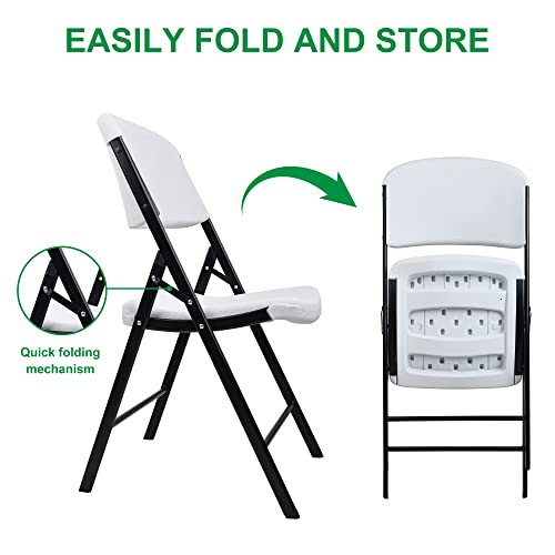 Signature Folding Plastic Chair with 500-Pound Capacity, White, 2-Pack