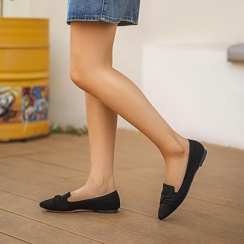 MUSSHOE Flat Shoes Women Comfortable Pointed Toe Slip on Women's Flats