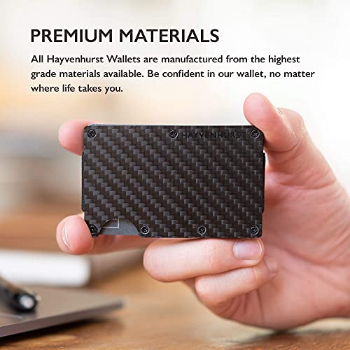 Hayvenhurst Slim Wallet For Men - Front Pocket RFID Blocking Minimalist Wallet For Men - Metal Wallet With Money Clip For Men (Carbon Fiber)