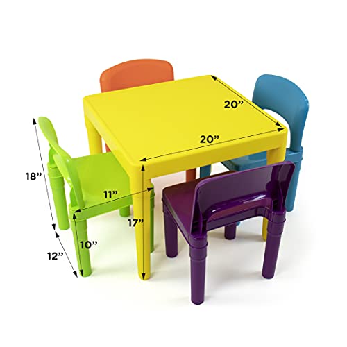 Humble Crew Kids Plastic 4 Set, Yellow Table/Vibrant Chairs