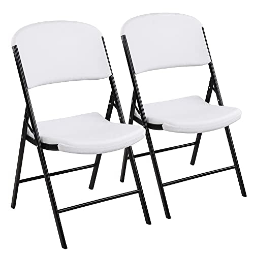 Signature Folding Plastic Chair with 500-Pound Capacity, White, 2-Pack