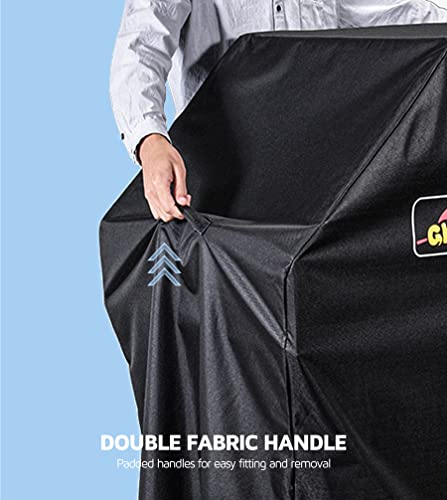 LyriFine 58inch Grill Cover, 600D Polyester Waterproof Heavy Duty Barbecue Gas Grill Cover, Special Fade & Weather Resistant, Outdoor BBQ Cover Fits Weber Char-Broil Nexgrill Brinkmann Grills, Black