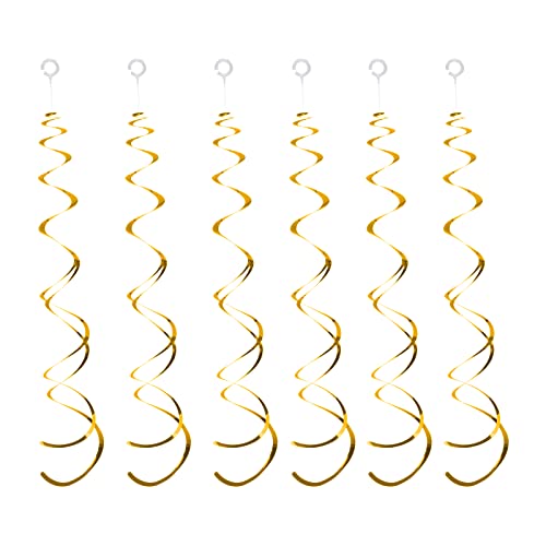 30 Pieces Gold Hanging Swirl Decorations Plastic Streamer Party Swirl Spiral Decorations for Ceiling, Wedding Baby Shower Birthday Party Supply