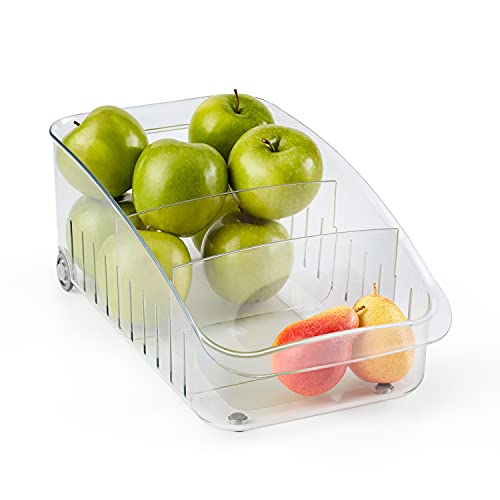 YouCopia RollOut Fridge Drawer 8", Fridge Organizer and Storage, Clear BPA-Free Refrigerator Bin with Adjustable Dividers