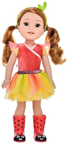 American Girl WellieWishers Willa 14.5" Doll with Hazel Eyes, Strawberry-Blonde Hair, Coral Leotard, Yellow Mesh Skirt, Ages 4+