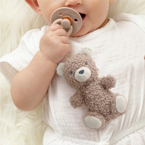 Amazon Itzy Ritzy Pacifier & Lovey Set - Natural Rubber Paci with Stuffed Animal Lovey - Detachable Plush Bear Pacifier Holder & Coordinating Natural Rubber Soother, Ideal for Ages 0-6 Months (Bear)
