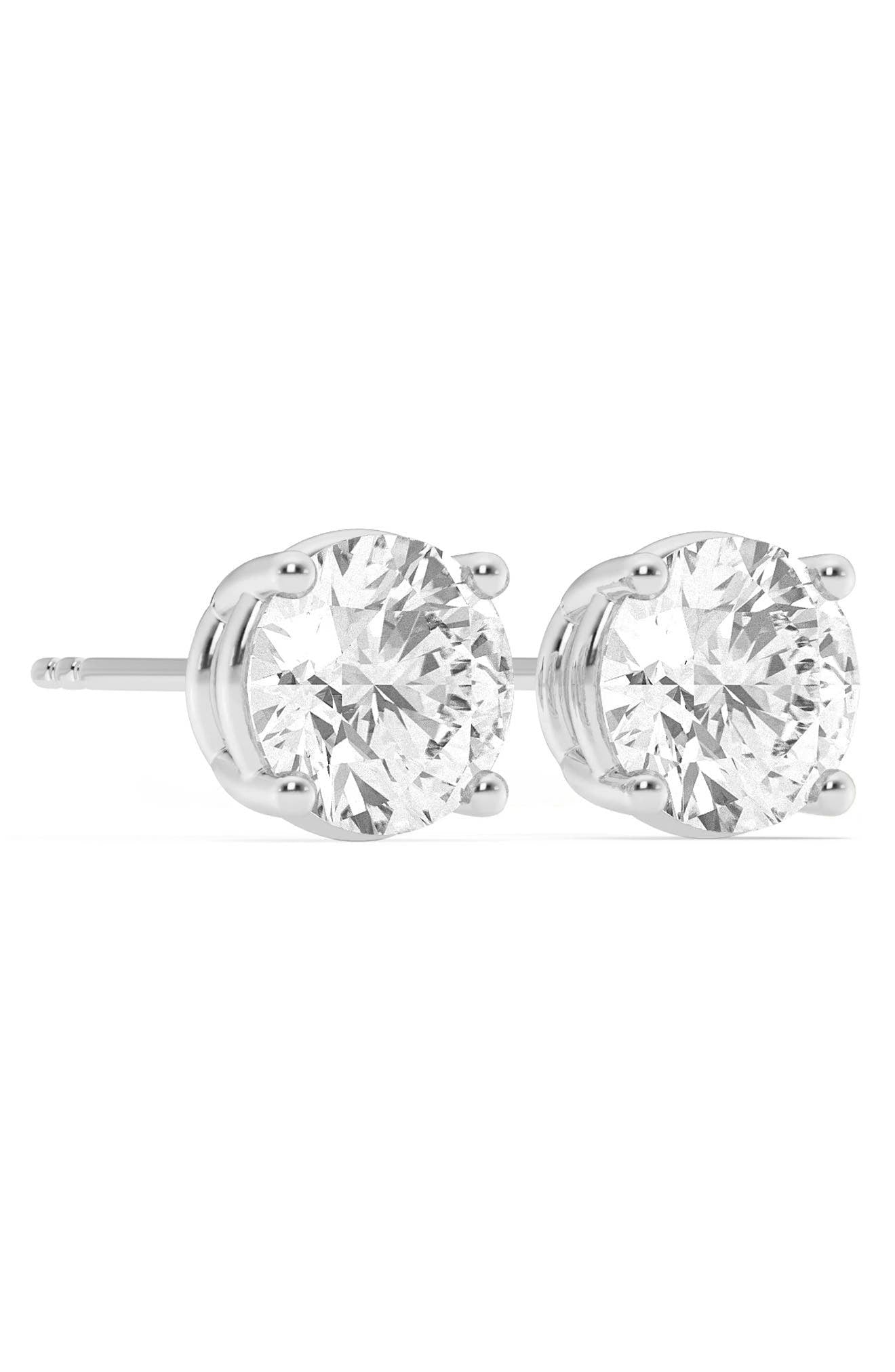 BADGLEY MISCHKA COLLECTION 14K White Gold & Lab Grown Diamond Stud Earrings - 5.00 ctw, Alternate, color, WHITE