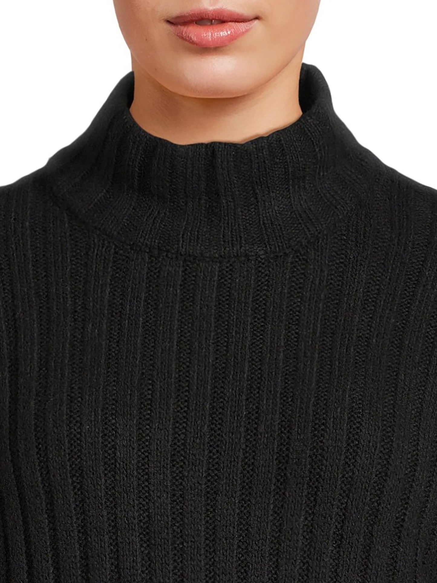 Time and Tru Women's Mock Neck Rib Knit Sweater, Midweight, Sizes XS-XXXL - image 4 of 5