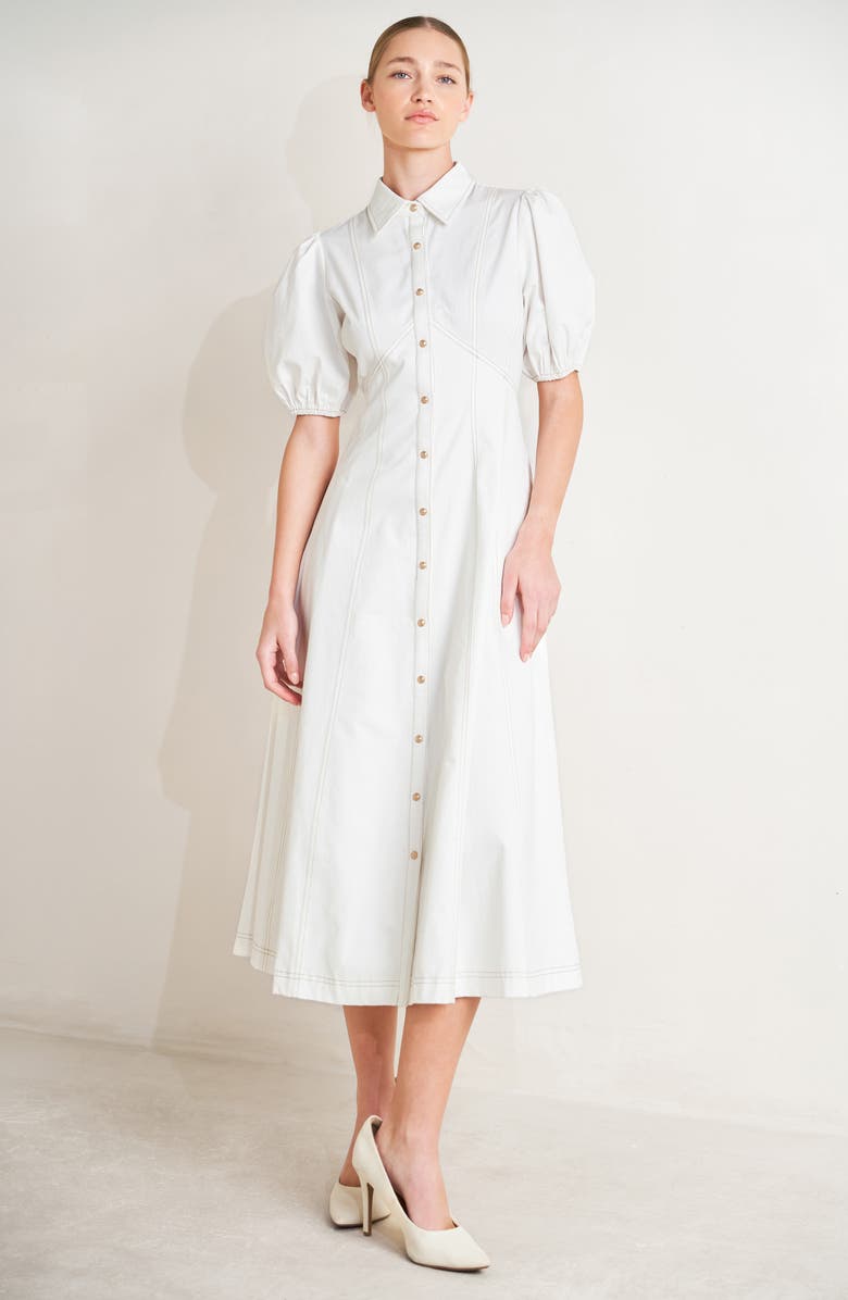 FREEMARKET Solid Cotton Midi Dress