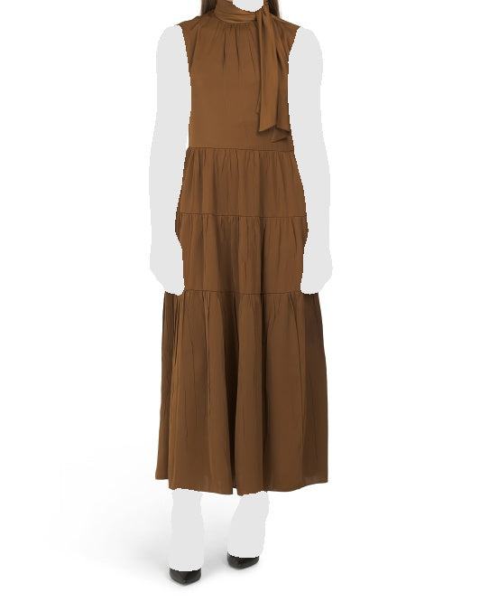 Tie Neck Stain Maxi Dress