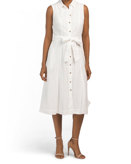 Eyelet Diane Midi Shirt Dress