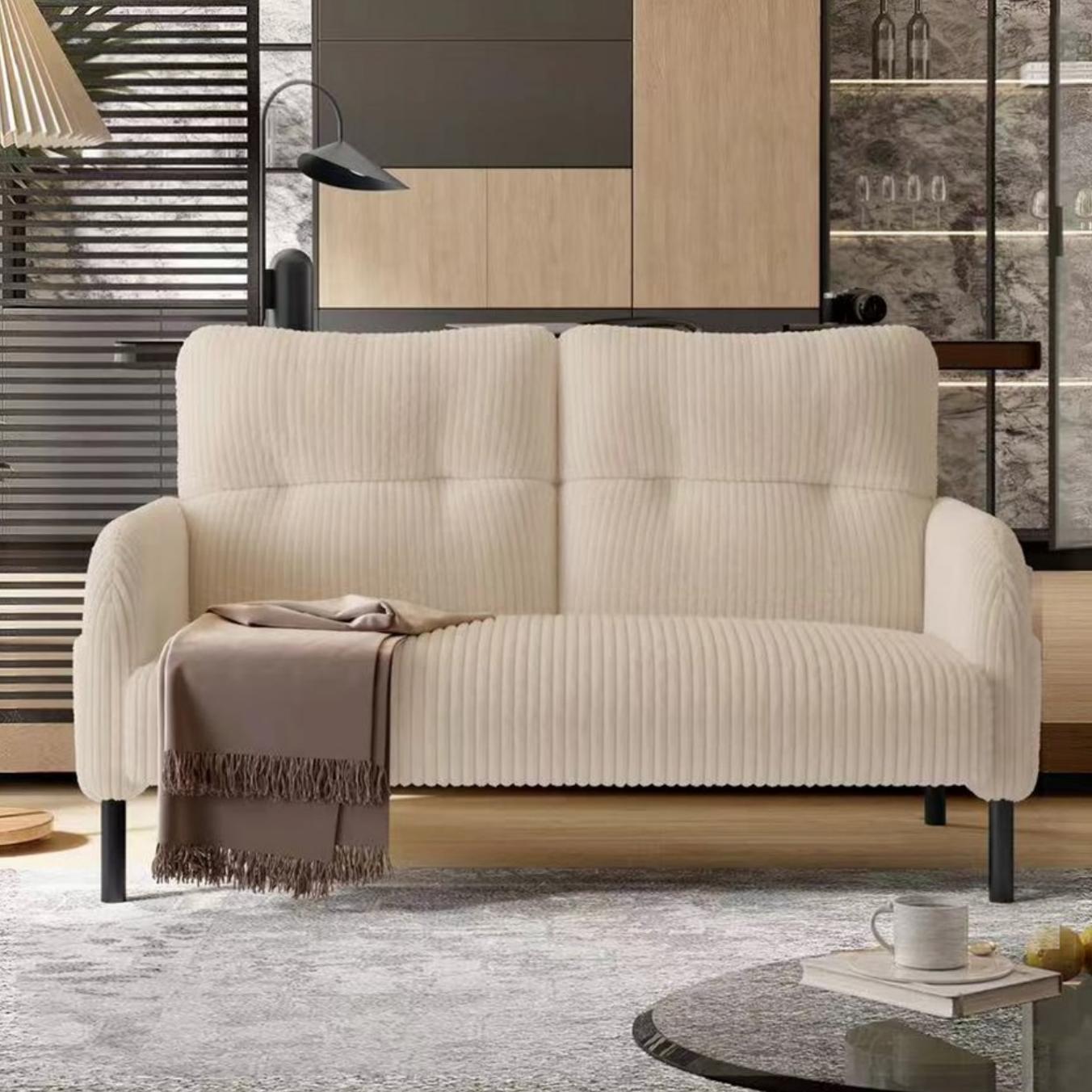 Walmart 47" Small Loveseat Sofa Couch for Small Spaces,Corduroy Upholstered 2-Seater Love Seats for Apartment, Bedroom,Office,Beige