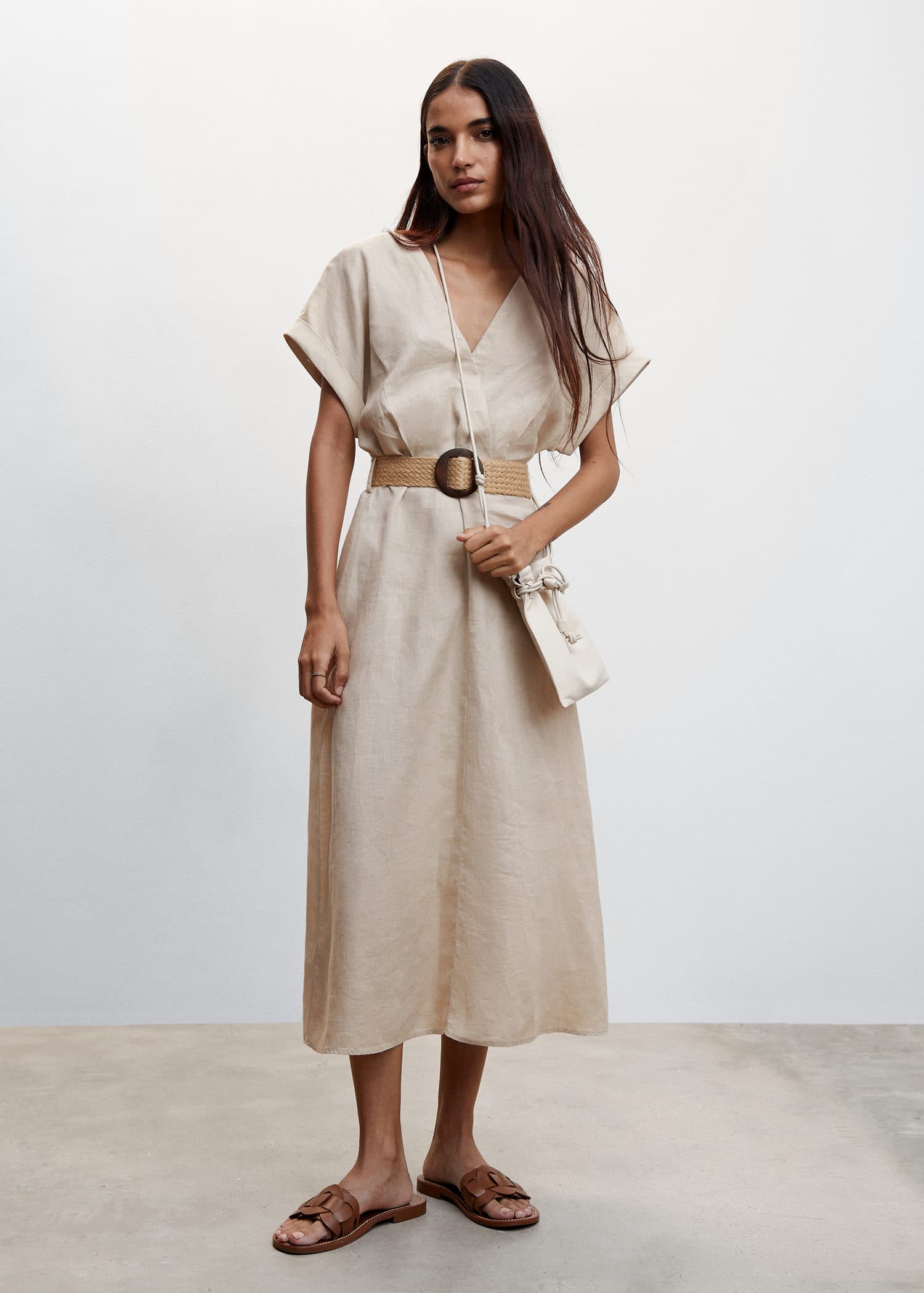 Belt linen dress - General plane