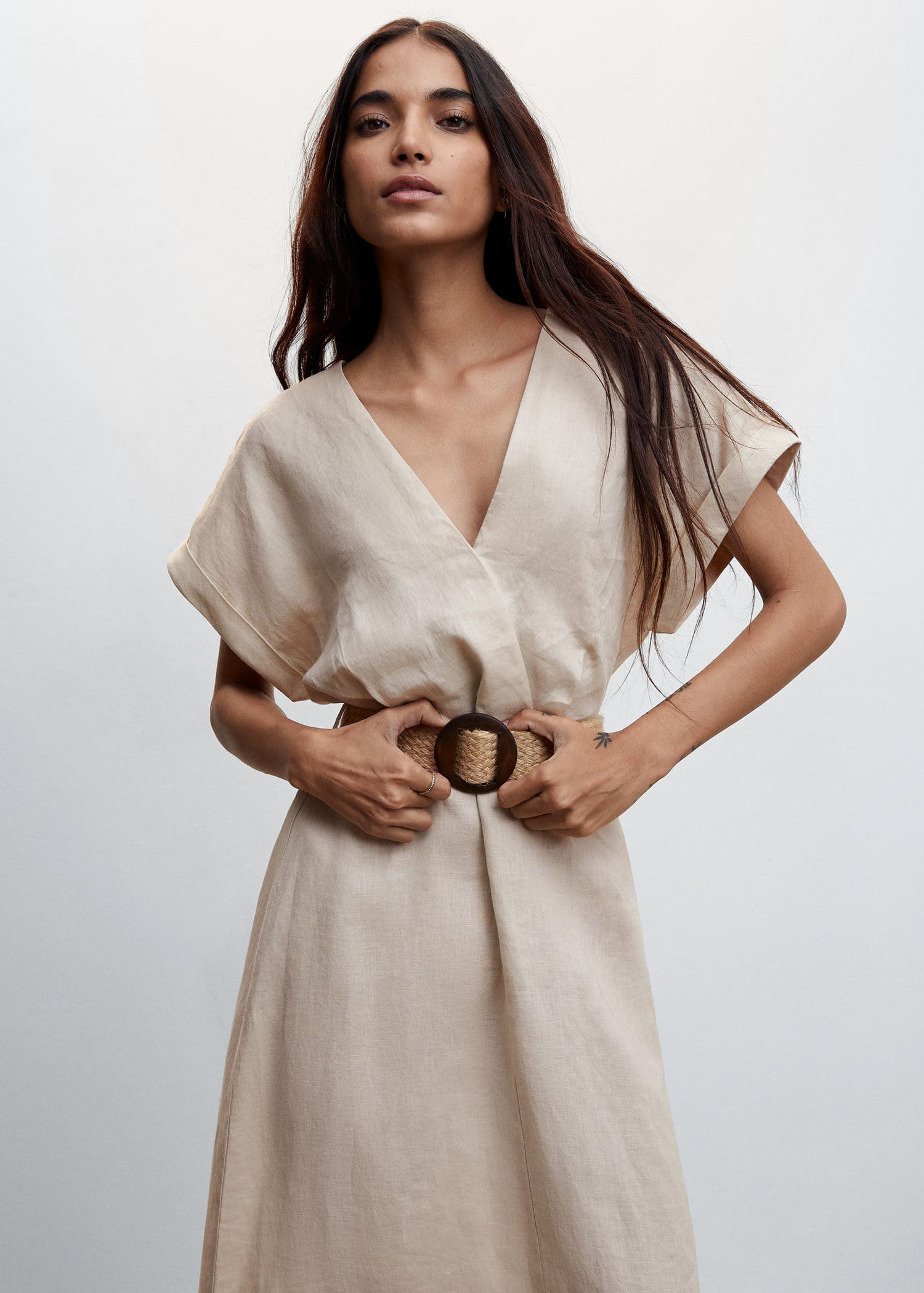 Belt linen dress - Medium plane