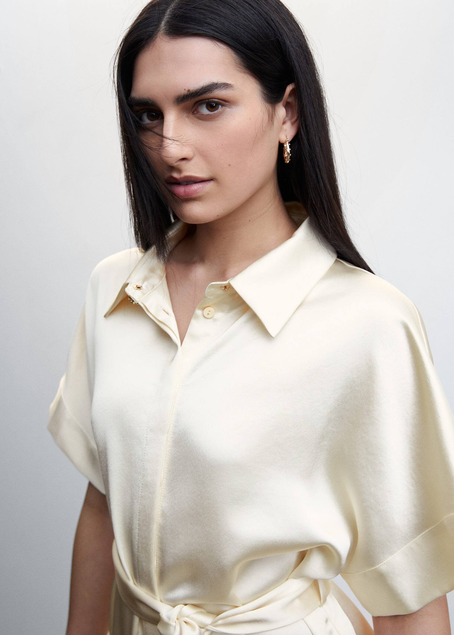 Satin shirt dress - Details of the article 1