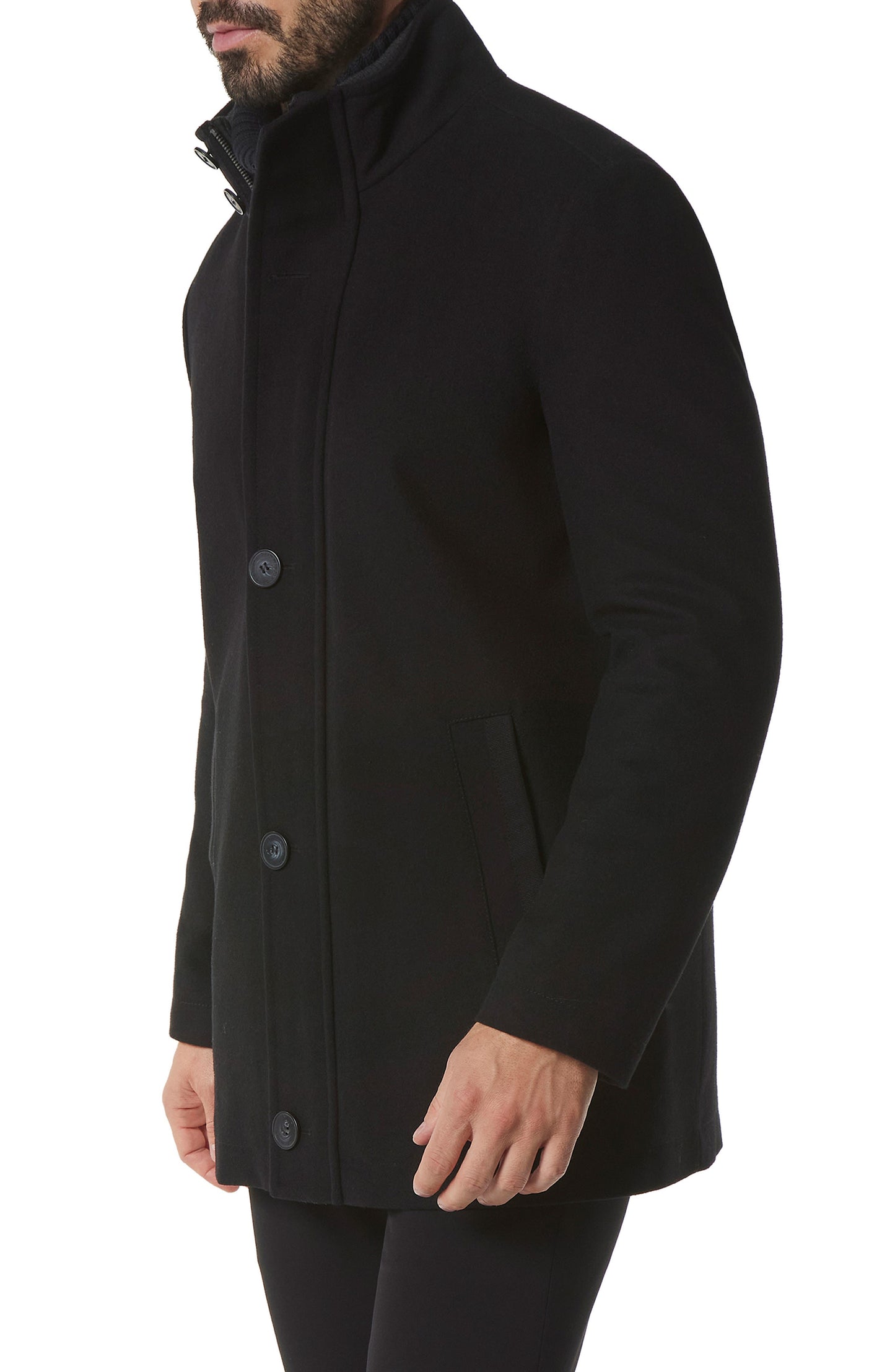 Marc New York Dorsey Wool Blend Car Coat, Alternate, color, BLACK