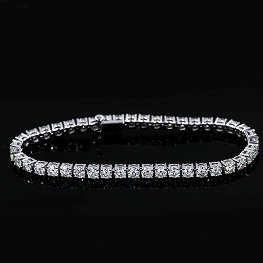 Walmart 4MM 12Ct Round Cut Lab Created Diamond Women's Gift Tennis Bracelet For Women's 14K White Gold Plated Sillver 7"