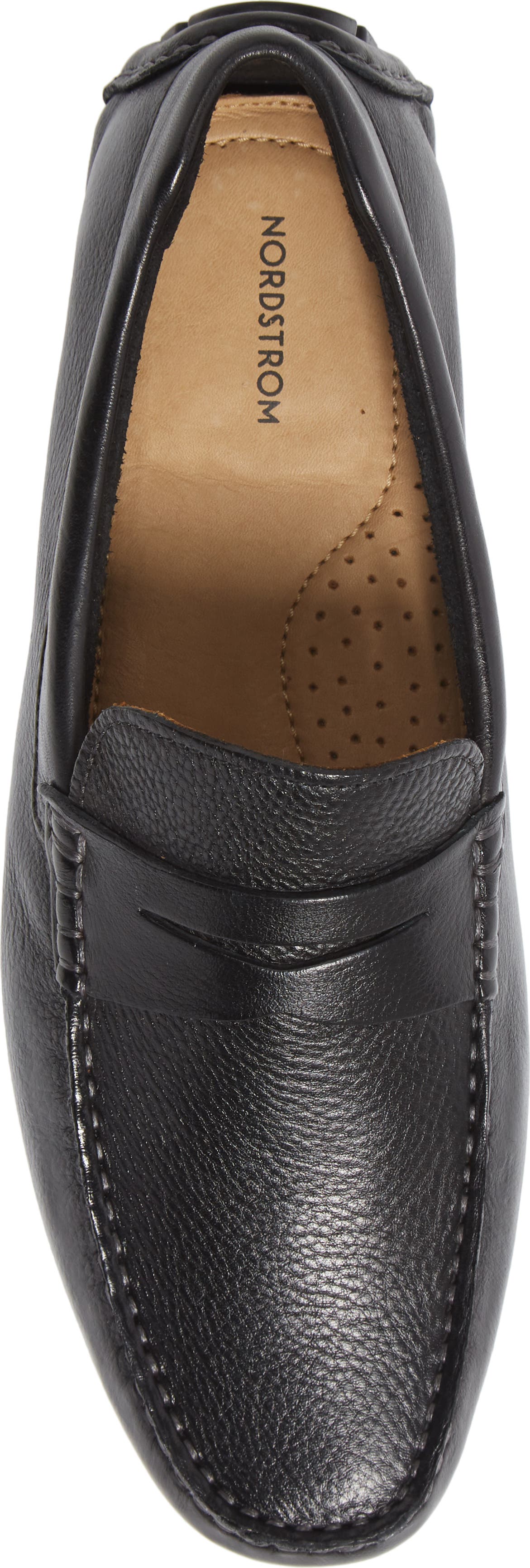 Nordstrom Driving Penny Loafer, Alternate, color, Black Leather