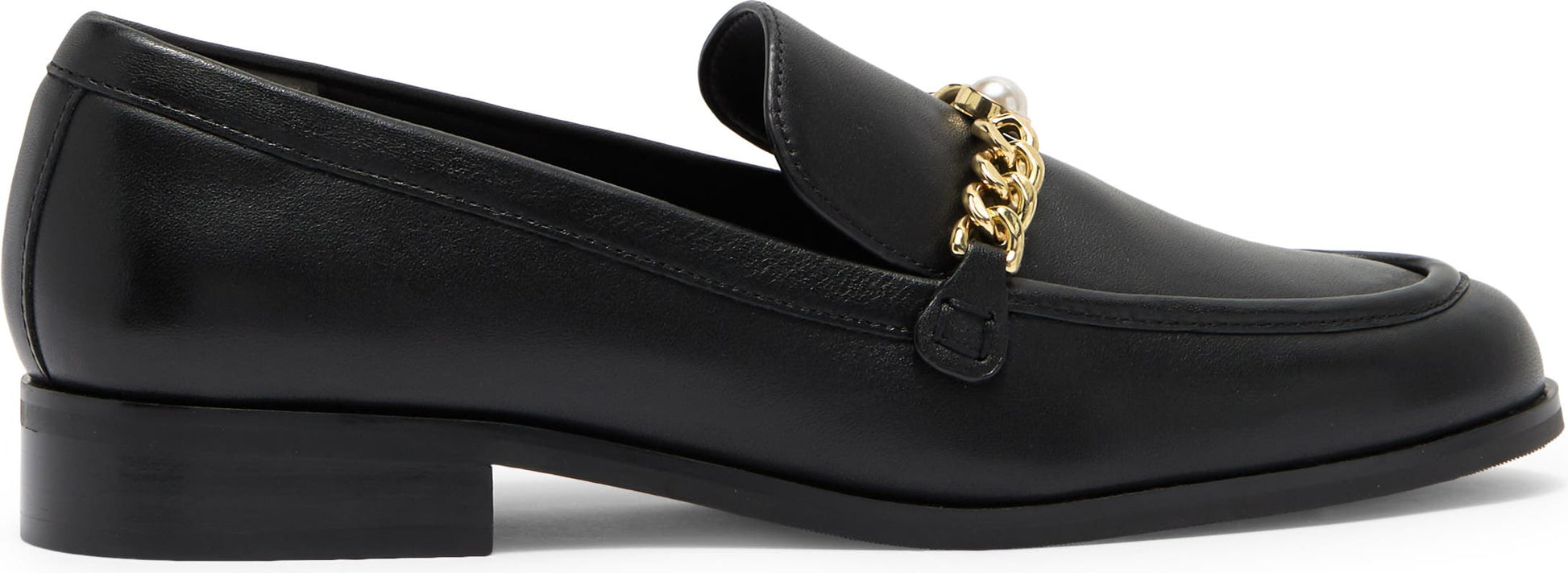 Stuart Weitzman Owen Pearl Chain Loafer, Alternate, color, Black