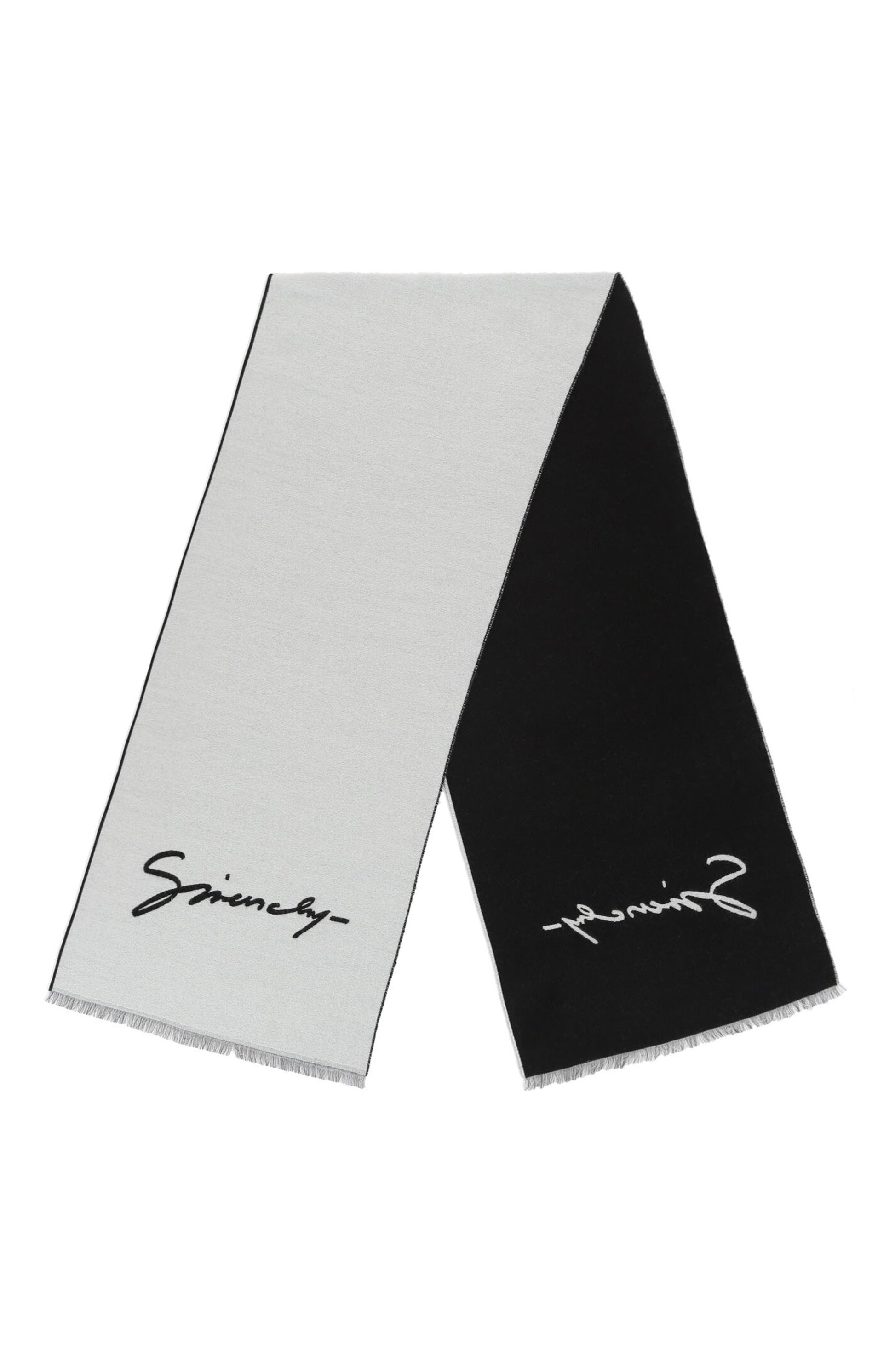 Givenchy Logo Wool & Cashmere Scarf, Alternate, color, BLACK WHITE