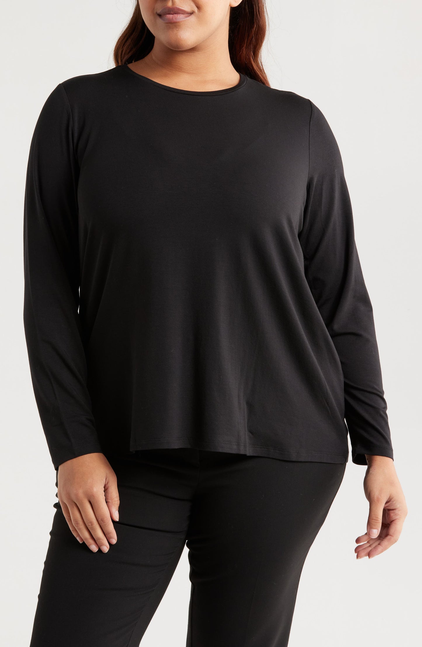 Eileen Fisher Crewneck Jersey T-Shirt, Main, color, Black