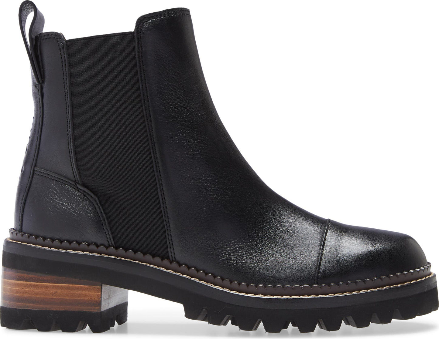 SEE BY CHLOÉ Mallory Lug Chelsea Boot, Alternate, color, BLACK