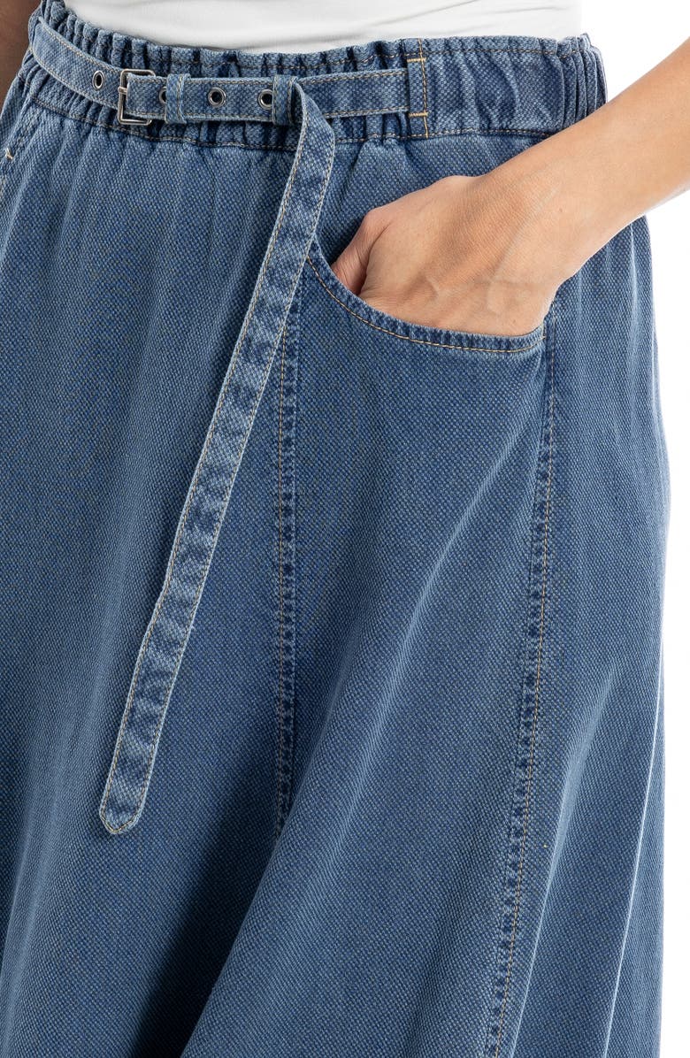 MAX STUDIO Pique Cotton Belted Midi Skirt