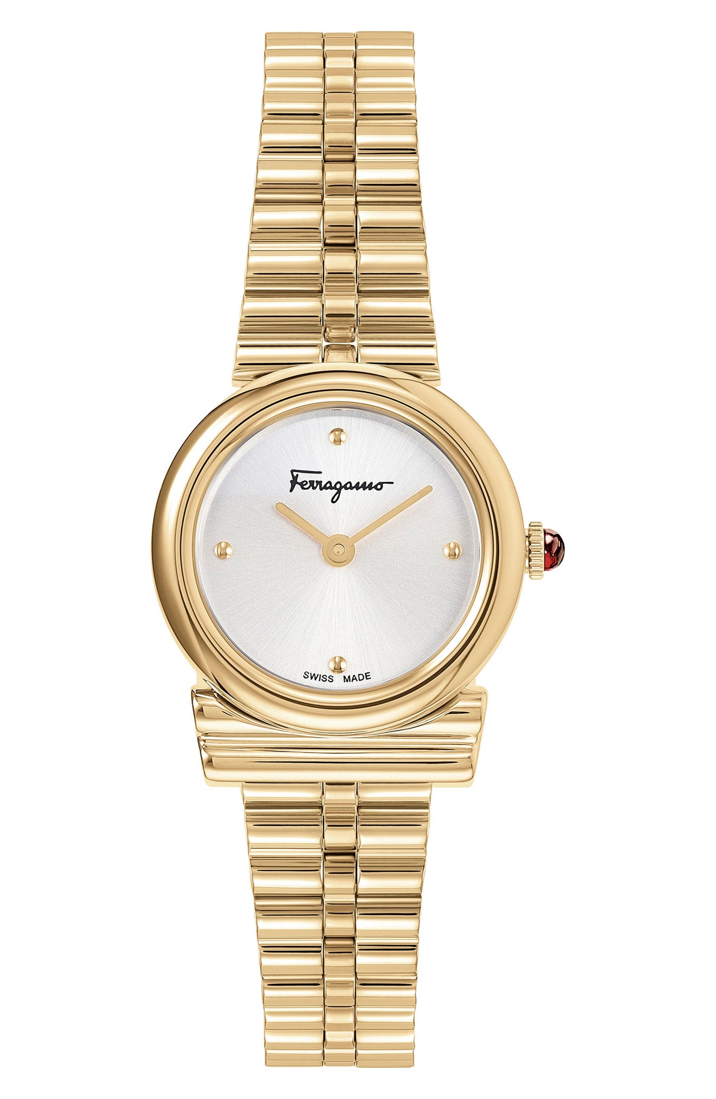 FERRAGAMO Salvatore Ferragamo Gancini Horizontal Bracelet Watch, 22.5mm, Main, color, SILVER GOLD