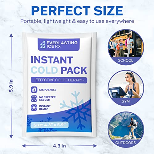 Amazon 50 Pack - Instant Cold Packs - Instant Ice Packs for Injuries | Disposable Cold Compress Ice Pack for Pain Relief, Swelling, Inflammation, Sprains, Toothache - Cold Pack for Athletes